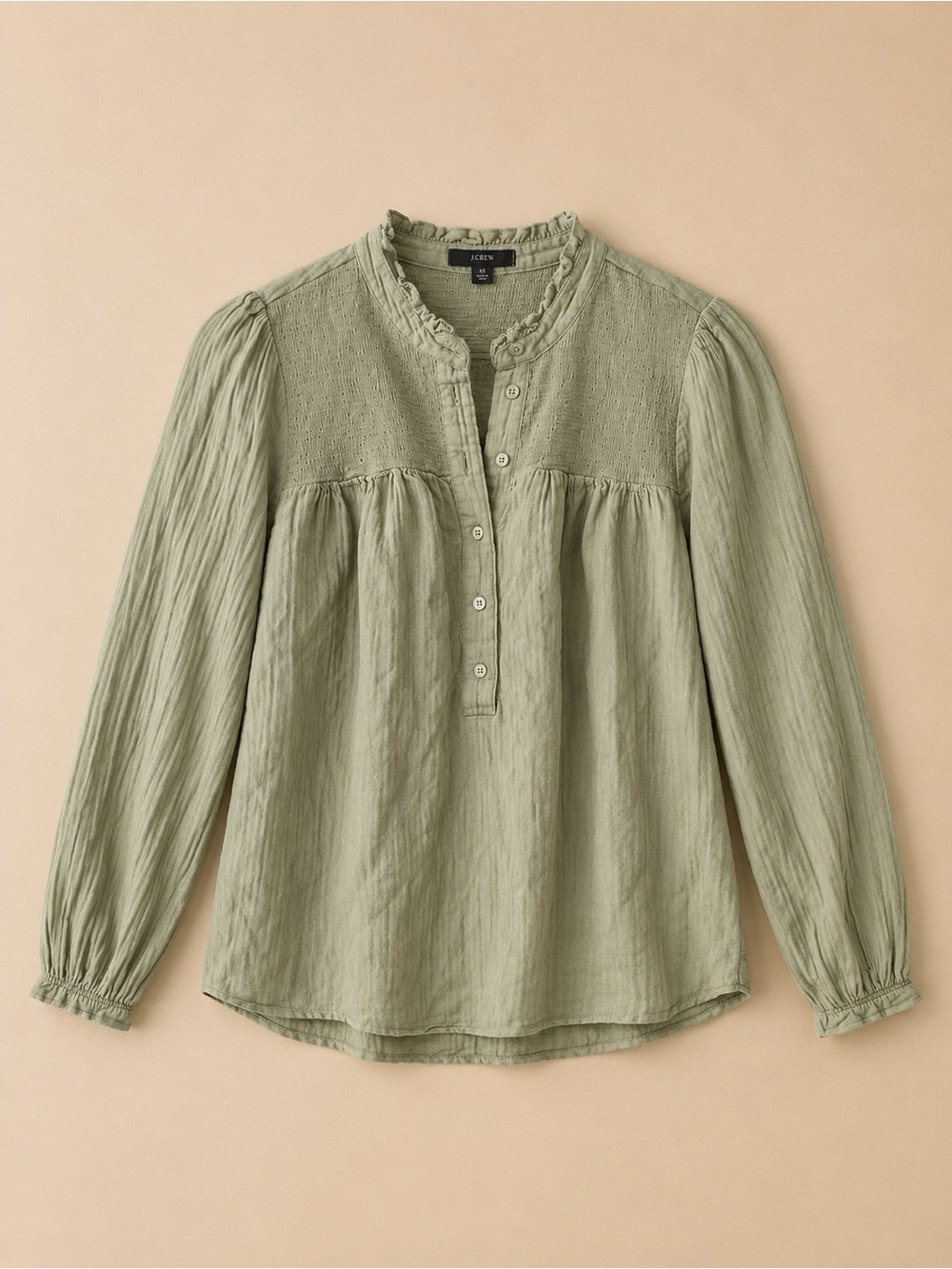 J.Crew Reimagined Sage Cotton Cottagecore Top Size XS